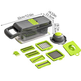 1Pc Green Black 12 in 1 Multifunctional Vegetable Cutter Shredders Slicer With Basket Fruit Potato Chopper Carrot Grater