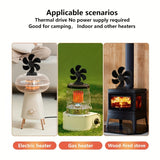1pc Wood Stove Fan, 6 Blades Wood Stove Fan Heat Powered, Fireplace Fan , Wood Stove Accessories, Non Electric Fan For Wood/Gas/Log Burner StoveEco-Friendly Heat Distribution Thermoelectric Fan Fall Winter Essential