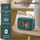 Retro Radio Portable FM Receiver Vintage Bluetooth Speaker Subwoofer TF/USB/Headphones Player Rechargeable Radios for Gift
