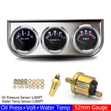 2" 52MM Triple 3 In 1 Water Temp Pressure Oil Temperature Gauge with Sensor 1/8 NPT Voltage for Racing Car