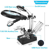 Welding Magnifying Glass LED Auxiliary Clip Loupe Magnifier 3 In1 Hand Soldering Solder Iron Stand Holder Station