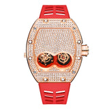 PINTIME Men's Watch Fashion Diamond Iced Out Case Silicone Strap Luxury Quartz Wristwatches Montre Relogios Masculino Hot Sale