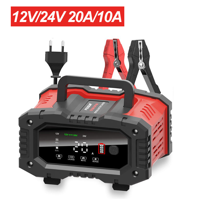 20A/10A Car Motorcycle 12V/24V Smart Charger Lithium AGM GEL Lead-Acid LiFePO4 Battery Chargers