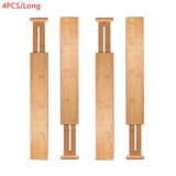 2/4PCS Adjustable Bamboo Drawer Dividers Bedroom Kitchen Drawer Storage Expandable Drawer Dividers For Cupboard Cabinet Wardrobe