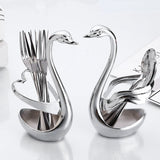 Stainless Steel Swan Fashion Fruit Fork Coffee Spoon Storage Household Kitchen Tableware Rack