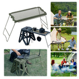 Outdoor Foldable Iron Grid Barbecue Table - Multifunctional Portable for Picnic, BBQ, Travel