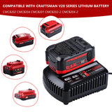 For CRAFTSMAN 20V 2A Lithium with Dual USB 5V 2.1A Rechargeable Power Tool Battery Charger CMCB102 CMCB204
