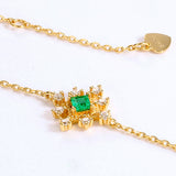 Women's Sterling Silver Pearl Emerald Bracelet