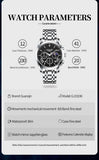 GUANQIN Stainless steel Luxury Quartz Men's watches Moon Phase Waterproof Sapphire watch for men With drill Luminous Chronograph