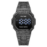 PINTIME Men Diamond Watch Top Brand Luxury Shing Iced Out Watches For Men Fashion Stainless Steel Band Men's Wristwatch