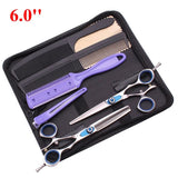 8Pcs Set 6" Hair Scissors Professional Japan 440C 62HRC Hair Cutting Barbers Salon Shop Combs Hairdressing Thinning Shears