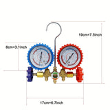 3 Way AC Manifold Gauge Set, HVAC Diagnostic Refrigerant Charging Tool For Auto Household R404A R134A R12 R22 Refrigerant, Quick Couplers Valve Core Accessories Kit