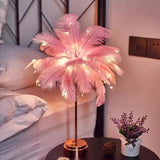 1PC large feather table lamp, bedroom interior decoration lamp