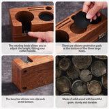 Walnut Tamping Station - 54mm/58mm Espresso Machine Portafilter Stand with Adjustable Height, 3-in-1 Coffee Tamper