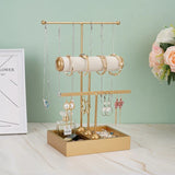 3 Tier Tree Rack Necklace Bracelet Holder Display Stand Jewelry Tower with Ring Tray