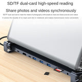 1 PCS USB C HUB Type C To -Compatible 3.5Mm Audio Jack USB 3.0 Adapter 10 In 1 Type C HUB Dock USB C Splitter Laptop Stand