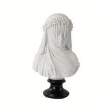 1pc Maiden Sculptural Bust Veiled Lady Bust Statue Resin Home Decoration,cute Ornament, Home Living Room Bar Cafe Decor Ornament, Room Decor Tabletop Display Ornament