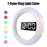 LED Wall Clock Remote Control 12 Inch Mirror Table Alarm Clocks 7 Colors Temperature Nightlight Digital