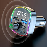 Bluetooth 5.0 Car MP3 Player Wireless Handsfree Car Kit EQ Key FM Transmitter Colorful Atmosphere Light 4.8A USB Fast Charger