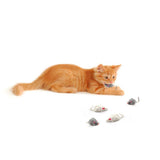 12Pcs False Mouse Pet Toys Long-Haired Tail Mice Rattling Soft Real Rabbit Fur Sound Squeaky Toy