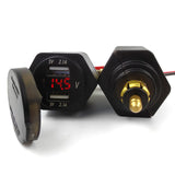 For Powerlet Plug to Dual USB Charger Adapter Voltmeter for Hella DIN Motorcycle 12-24V DC 5v 4.2A