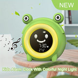 1pc Cartoon Frog Student Sleep Trainer Clock, ToddlerAccompanying Sleeping Night Light Wake Up Alarm Clock, Wake Up Wake Up And Night Accompanying Sleeping Night Light, Birthday Christmas Various Holiday Gifts USB Plug Power Supply