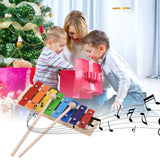 8 Keys Compact Size Xylophone Glockenspiel with Wooden Mallets Percussion Musical Instrument Toy Gift for Kids Children