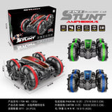 Double sided amphibious rolling and rotating remote control stunt beach toy