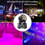 4 7*10W LED Mobile Head Disco 360° Rotating Voice Control DMX512 Home Party Stage Performance Lamps RGBW Wedding Lights