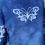 Polyester Blooming Butterfly Print Loose Casual Waffle T-shirt Basic Top