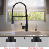 360 Degree Rotation Kitchen Faucet Spring Style with Spray Mixers Taps Deck Mounted Mixer Tap Matte Black Kitchen Sink