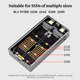 M.2 NVME SSD Enclosure Dual Bay RAID For M2 Nvme 2230 2242 2260 2280 Type-C USB 3.2 Gen2 20Gbps External Mobile Hard Drive Case