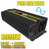 Pure Sine Wave Inverter 4000W 6000W 8000W Power DC 12V To AC 220V Voltage Converter Solar Car Inverters With Digital Display