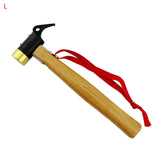 Multi-function Wood handle Brass Camping Hammer Anti-Slip Rope Brass Peg Hammer
