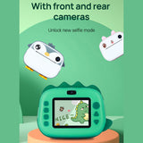 Kids Instant Printer 2.4 Inch Screen Dual Camera Timer Shooting 1080P Video Recording Thermal Inkless Printing
