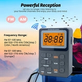 Portable Radio AM/FM Pocket Radio TF Card MP3 Player Rechargeable Battery LED Display 3.5mm Earphone Auto Save Station