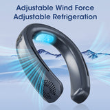 Portable USB Hanging Neck Mute LED Digital Display Bladeless Mini Electric Fan - Surround Air Outlets, for Outdoor Sports