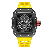 PINTIME Men's Watches Hollow Punk Sport Waterproof Fashion Quartz Wristwatches Silicone Strap Steel Case Relogio Masculino Reloj