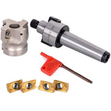 1Pc MT3-FMB-Shank 50mm Face End Mill CNC Milg Cutter + 4Pcs APMT1604 Inserts with Wrench and Box for Plate Cutting Pi