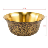 7PCS/Set Buddhist Supplies Exquisite Carved Pure Copper Patina Beautifully Carved Eight Auspicious Water Holy Cups Water Bowl