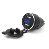 Aluminum Alloy Metal Shell Dual USB Charger 12-24v 4.2A Voltmeter for Motorcycle Hella Din Socket Red Blue Green