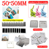 50x50mm Square Parts - 50 Sets Fridge Magnets Consumables & 100 Sets DIY Badge Button Pins Materials for Art Crafts