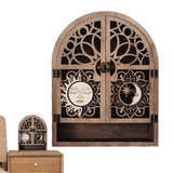 Sun Moon Stand 4 Shees Natural Wooden Shelf Gothic Witchy Crystal Display Case for Living Room