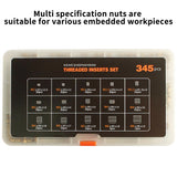 3D Printing Hot Melt Heat Knurled Embed Injection Copper Nut 345pcs w/7pcs Heat-Set Insert Tip for M2 M2.5 M3 M4 M5 M6 M8