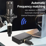 Microphone Converter Wireless Mic Transmitter+Micro Phone Receiver System XLR Adapter UHutomatic for Condenser Dynamic Audio