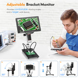 DM202 10.1 Inch HD LCD Digital 10" Enhanced Stand Included 16MP Coin Microscope with Screen for Adults