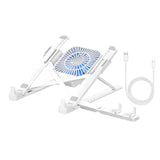 Angle Ergonomic Laptop Stand with Fan Adjustable Height Foldable Design Stability for Portable