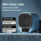 220V 300W Household Small Drum Dryer Clothes Baby Underwear Mini Quick Drying hine Blue Light Antibacterial