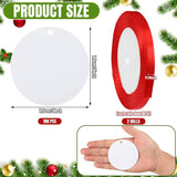 100 Piece Christmas Sublimation Blanks Holes White Acrylic Round Ornament With Red Ribbon