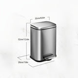 1pc Stain-resistant Small Rectangular Bin With Soft Closed Footboard, Brushed Stainless Steel Trash Can, Satin Nickel Trash Can, Home Essential , Bathroom Organizers & Storage